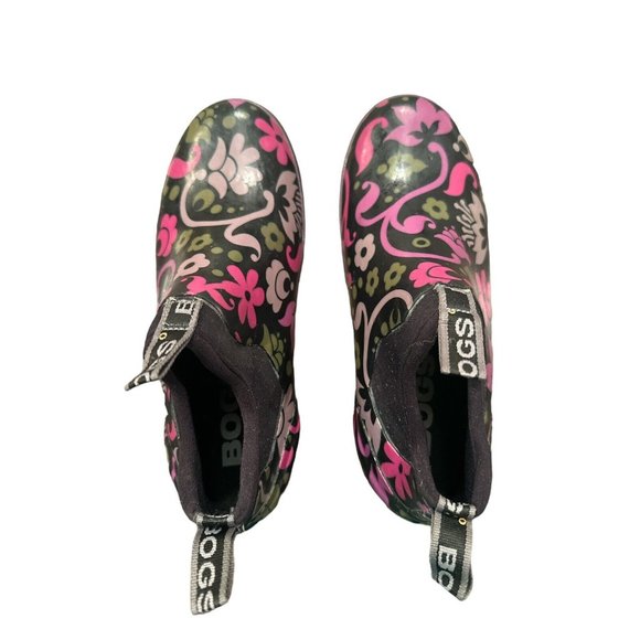 Bogs Women’s Corsage Ankle Boots Size 6 Pink Green Black Garden Mattie Excellent - Picture 1 of 6